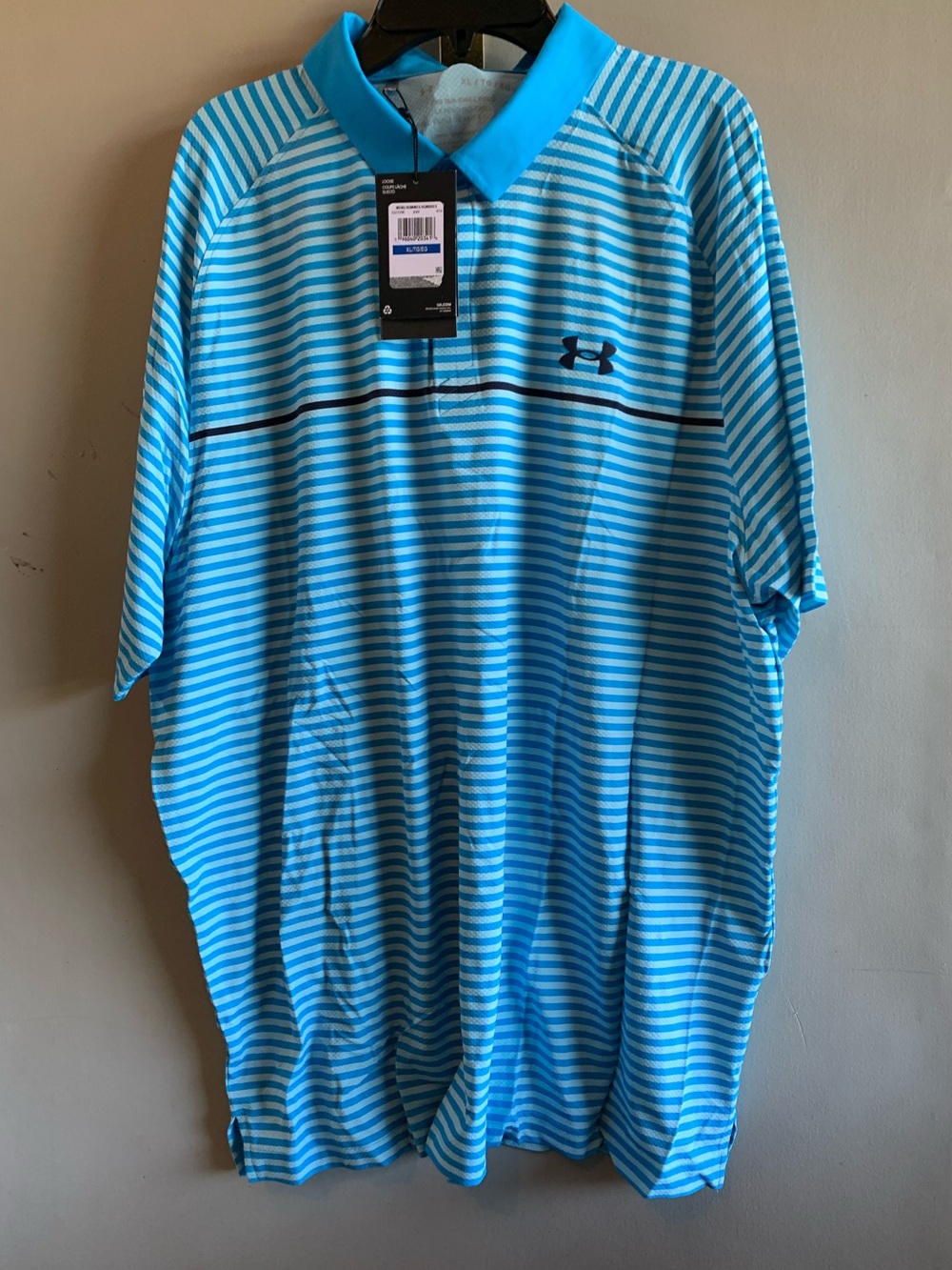 Under Armour Men’s Aqua & White Striped Polo